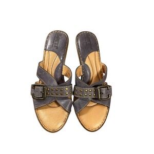 Børn Women's Leather Grey  Wedge Shoe With Buckle Size 7